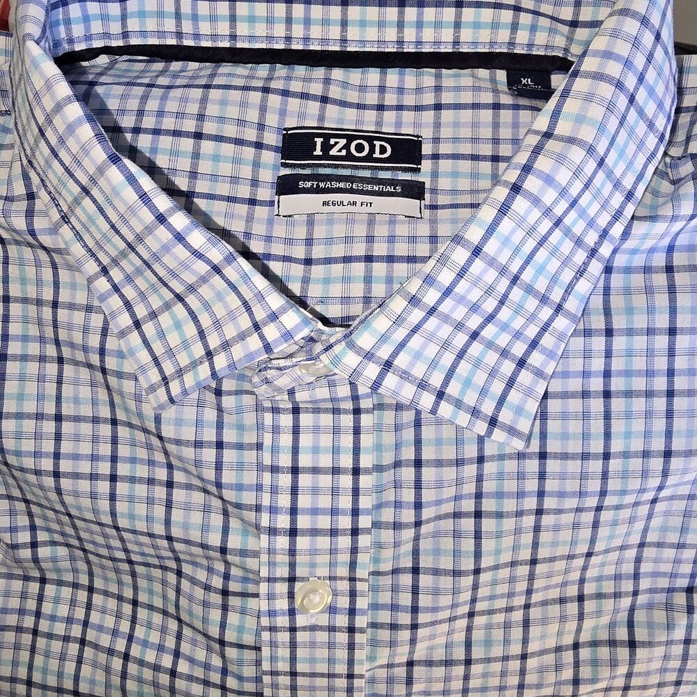 IZOD Men's Easy Care Regular Fit Long Sleeve, 17-17.5 36-37 Check Plaid Nice! - Picture 6 of 9